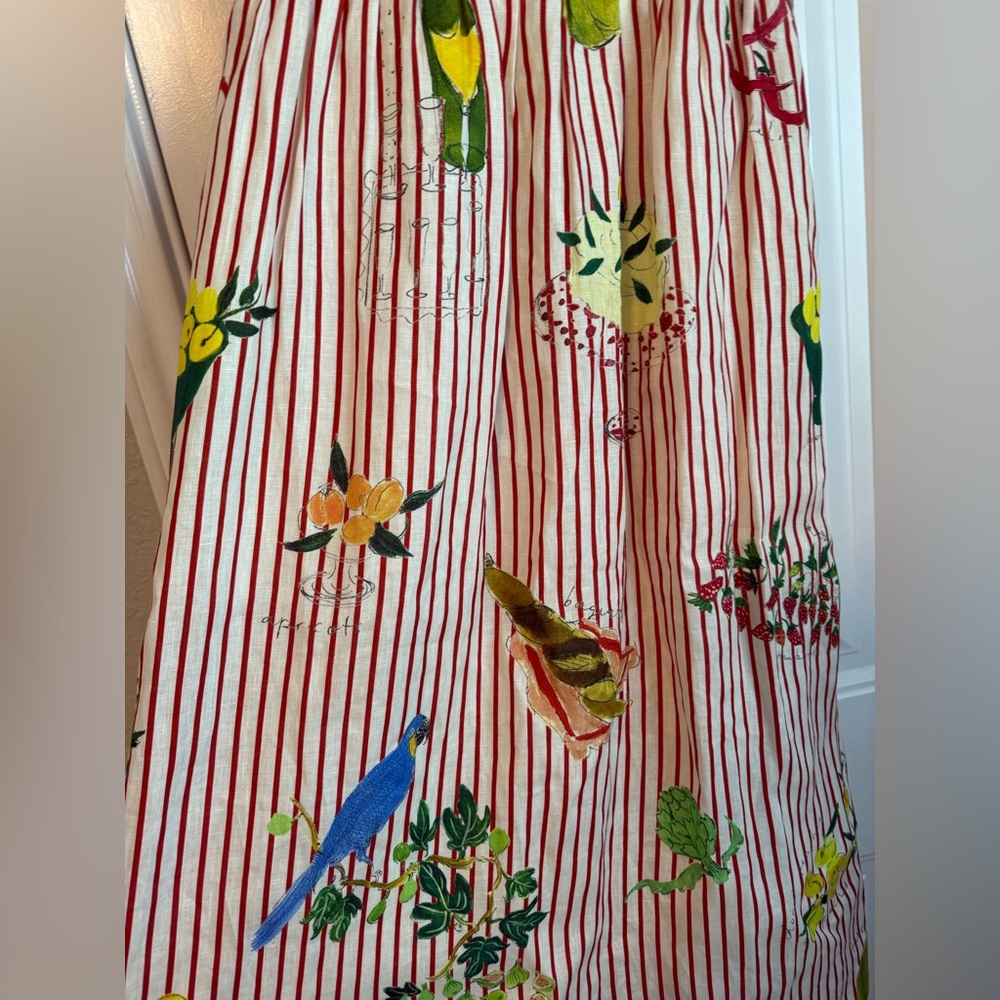 RHODE Marla Capri Stripe Red And Ivory Linen Midi Sleeveless Sun Dress - Size 0 - Picture 4 of 9